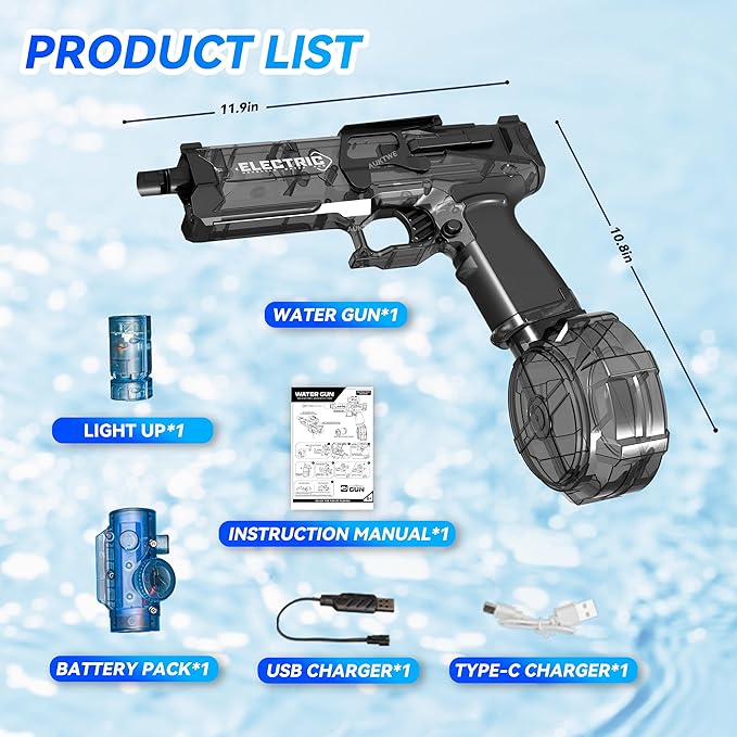 Rechargeable POWERFULL ELECTRIC WATER GUN WITH LIGHTUP