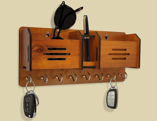 Multipurpose wooden wall hanging holder