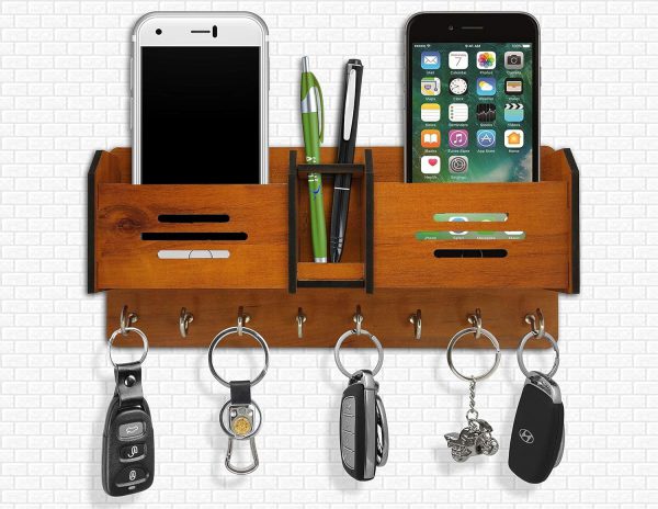 Multipurpose wooden wall hanging holder