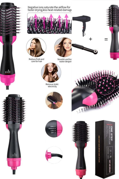 Dynamic Dropps® Hot Air Brush Multi-Function HairDryer Straightener Curler CombOne Step Professional Salon Hai..